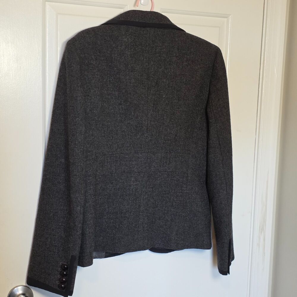J. Crew Wool Blazer Jacket Gray w/ Piping, Preppy Buttons Lined VTG Y2K sz. 8 - Picture 12 of 15
